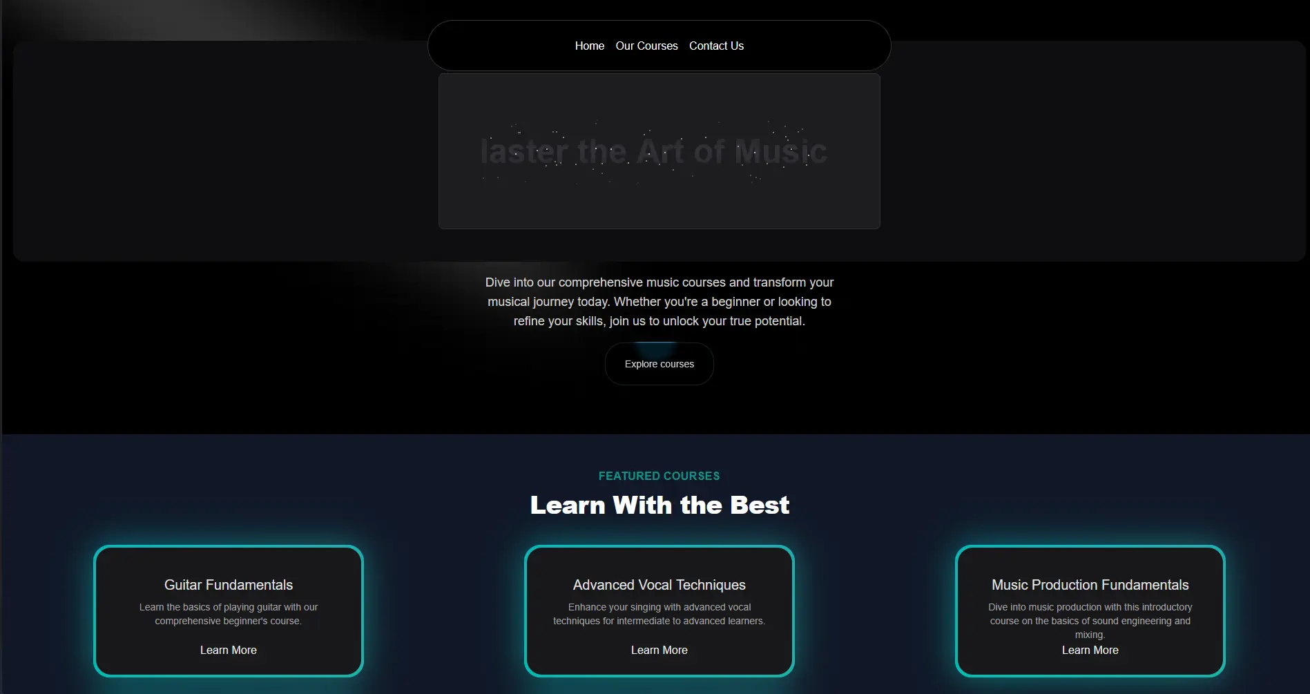 Music Academy project screenshot