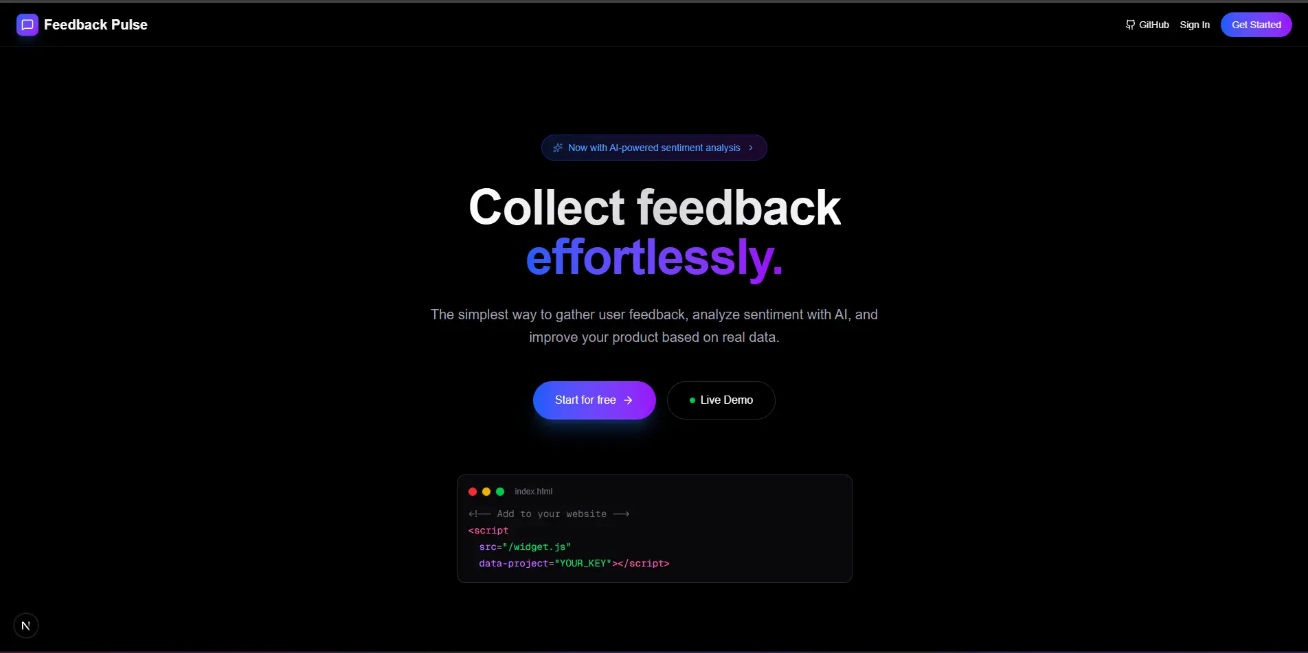Feedback Pulse project screenshot